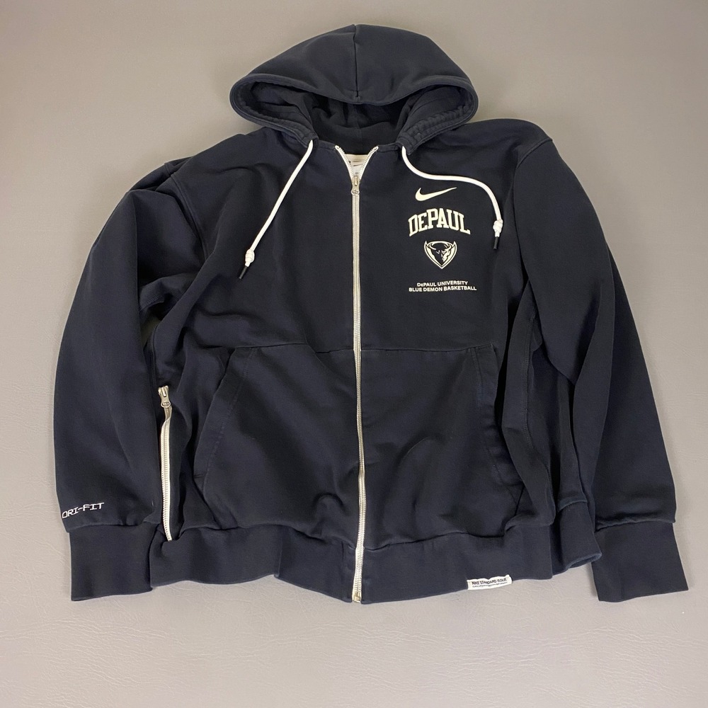 DePaul University Blue Demons Hoodie Mens XXL Navy Nike Basketball Dri-FIT Zip